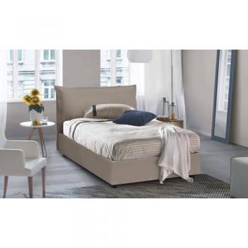 Cama Contenedor Plaza y Media Angela - Ecopiel Tortora, 100% Made in Italy, Apertura Frontal para Colchón 120x190