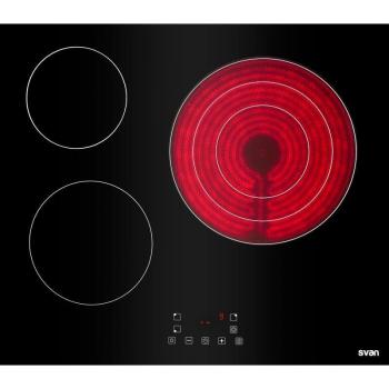 Placa Vitrocerámica Svan SV3600 3 Fuegos Triple Corona 5700W 9 Niveles de Potencia Color Negro 59cm