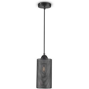 Lampadario Colgante Metálico Traforado E27 1mt Ø130mm Negro - Modelo VT-7132
