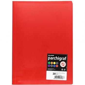 Grafoplas 1470151 - Carpeta de 30 fundas, tamaño folio, tapas PP, color rojo
