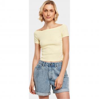 Urban Classics Women's Soft Yellow Off-Shoulder Ribbed T-Shirt, XL