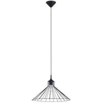 SOLLUX EDA Lámpara colgante negra minimalista con 1 fuente de luz E27, bombillas no incluidas, dimensiones 40x40x86cm, ideal para salón y dormitorio