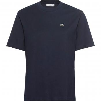 Camiseta Lacoste Relaxed Fit Logo manga corta azul marino mujer 44, tejido ligero de punto de algodón pima