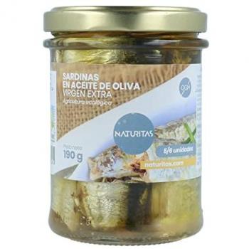 Sardinas en aceite de oliva virgen extra ecológico 190 g BIO de Naturitas Essentials, en filetes, sardina en conserva, sin GMO
