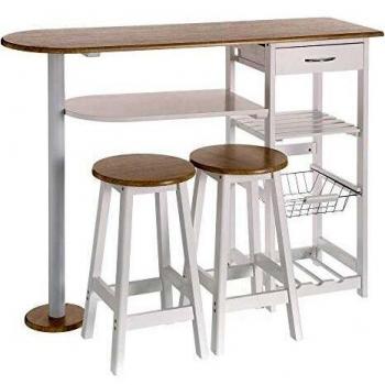 Mesa para cocina de bar moderna de madera blanca Basic - LOLAhome