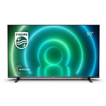 Philips 50PUS7906/12 Android TV LED 50 Pulgadas, Smart TV 4K con Ambilight, Imagen HDR Vibrante, Dolby Vision cinematográfico y Sonido Atmos, Compatible con Google Assistant, Negro, 2021