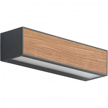 Aplique para exterior Arcchio Lengo, 25 cm, 2 luces, CCT, madera, moderno, marrón, aluminio
