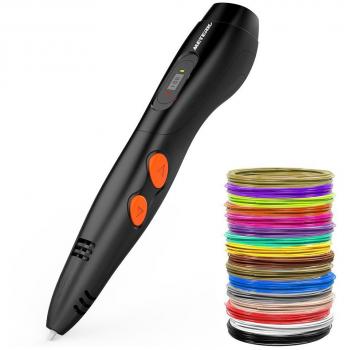 Pluma de impresión 3D, Meterk Inteligente Graffiti pen compatible con consumibles de PLA ABS 90-264 V con pantalla LCD Relleno de 16 filamentos de 1.75 mm para Impresión 3D Regalo para Niños y Adultos