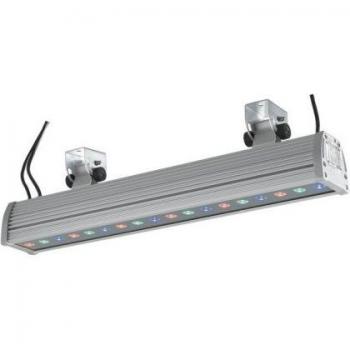 Wallwasher de jardín empotrable LED de aluminio IP65, 18 ampoules, dimensiones 56.5x15.3x8.5 cm, RGB