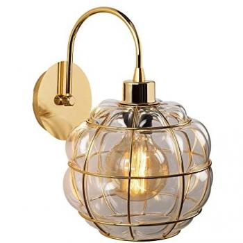 Aplique de pared de metal color oro, 23x27x30 cm, casquillo E27 Max 40W