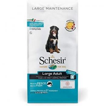Schesir, pienso para Perros Adultos de tamaño Grande, Sabor Pescado, línea Mantenimiento, croquetas - Formato Bolsa de 12 kg