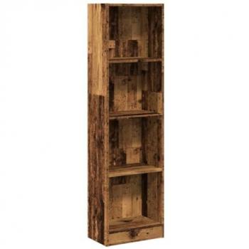 Estantería de madera de ingeniería color envejecido 40x24x143 cm, antigua, para libros y almacenamiento