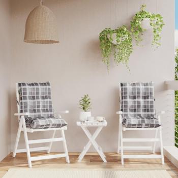 Cojines de silla de respaldo bajo 2 uds vidaXL, Color Gris, Crema, Beige, Cojín Decorativo de Asiento, Tela Oxford Cuadros Gris