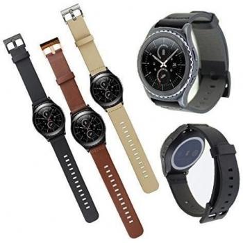 Netspower Banda Pulsera Correa de Reloj Inteligente cuero Smartwatch para Samsung Gear S2 R732 - Caqui