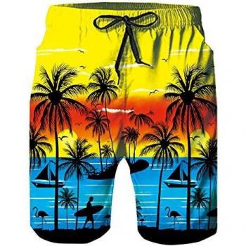 Spreadhoodie Palma Bañador para Hombre Drawstring Respirable Mens Swim Pantalones Cortos Gráfico 3D Hombres Nadar Pantalones Cortos con Bolsillo M