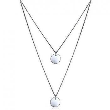 Elli Collares para damas con 2 colgantes en forma de oropel a dos capas en plata esterlina de ley 925