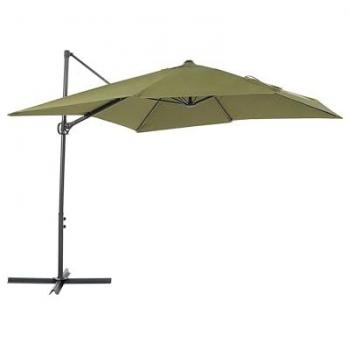 Sombrilla de exterior de poliéster con manivela de rotación 360, color verde, modelo Monza II, dimensiones 245 x 245 cm