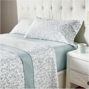 PIKOLIN HOME Juego de sábanas 100% Algodón con Estampado Geométrico - Sábana Encimera + Bajera + Funda de Almohada Transpirable y Suave
