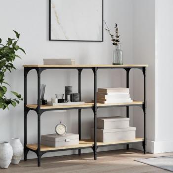 Mesa consola de madera de ingeniería 100x29x75 cm en Negro, Roble Sonoma y Roble ahumado - Mesa de sofá, mesa de entrada para salón, consola de entrada, mueble recibidor, mesita auxiliar