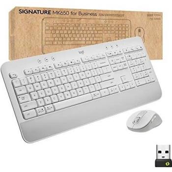 Combo Teclado y Ratón Logitech Signature MK650 para Empresas - Inalámbrico - Bluetooth LE - QWERTY Inglés Internacional - Blanco Off-White