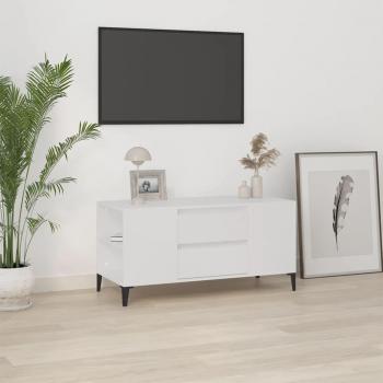 Mueble de TV madera contrachapada blanco 102x44,5x50 cm