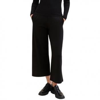 Pantalones de mujer largos corte recto Easy Culotte de TOM TAILOR, negro, con bolsillos, talla XL