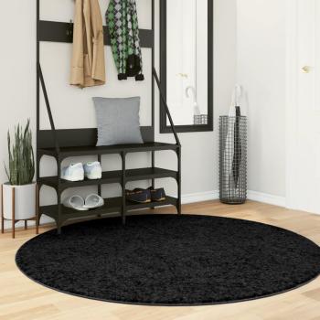Alfombra peluda de pelo largo moderna PAMPLONA Ø 160 cm Color Antracita, Beige, Crema - Alfombra de Piso para Sala de Estar, Dormitorio, Habitación, Salón