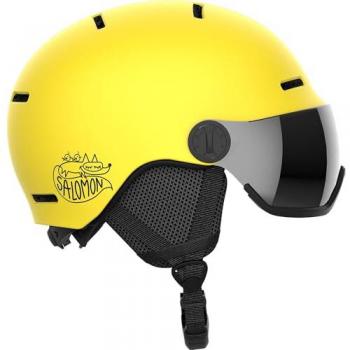 Casco de Esquí Salomon Orka Visor para Niños, Color Amarillo Vibrante, Talla 53-56 cm, Protección y Comodidad Óptima