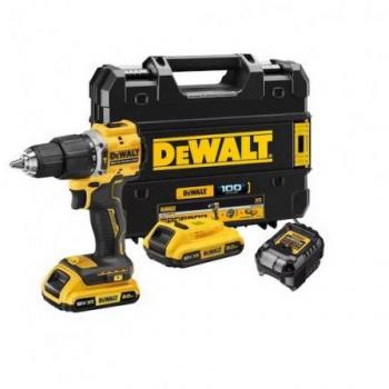 Taladro Percutor Dewalt DCD100YD2T 18V Edición Limitada 100 Años con 2 Baterías de 2Ah y Maletín TSTAK, Potencia de 68Nm