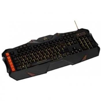 Set de Gaming Canyon 3 en 1: Teclado USB QWERTY Retroiluminado 118 Teclas, Ratón 3200 DPI RGB y Alfombrilla 350x250x3 mm - Negro/Naranja