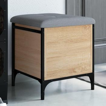 Banco de objetos de roble Sonoma 42X42x45 cm madera multicapa, color marrón, con almacenaje y fabricado en madera de ingeniería
