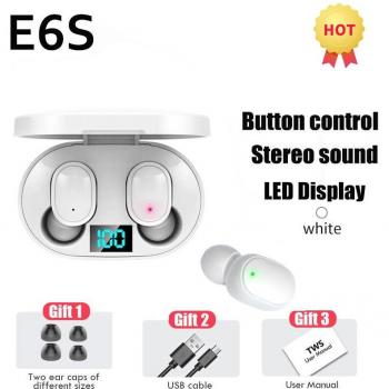 Auriculares TWS E6S Inalámbricos Bluetooth con Pantalla Digital Inteligente y Diseño Mini Deportivo