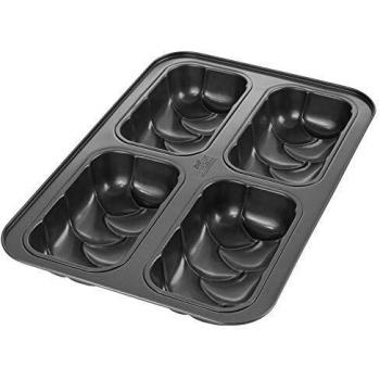 Molde para 4 Mini Brioche Trenzado de Acero Carbono, Antiadherente, 38.5 x 24.5 cm