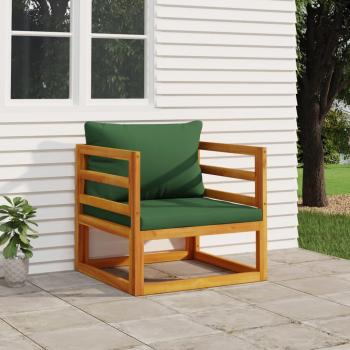 Acacia Wood Garden Chair with Green Cushions