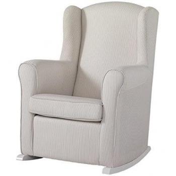 Micuna 8431830129524 - Butaca orejera con tapizado de tela, color blanco con rayas beige