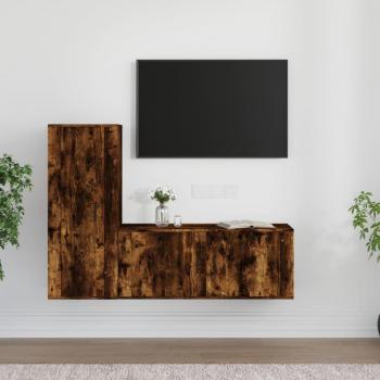 Set de Muebles de TV 2 Piezas Madera Contrachapada Roble Ahumado VidaXL