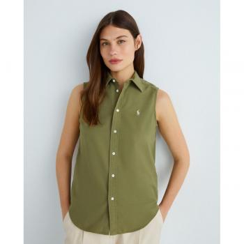 Camisa sin mangas de algodón para mujer Polo Ralph Lauren - Verde Regular Fit