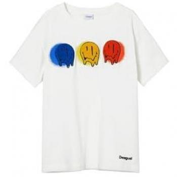 Camiseta Infantil Desigual con Parches Smiley® - Color Blanco