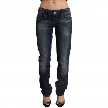 Acht Dark Blue Washed Cotton Skinny Denim Low Waist Jeans - W26