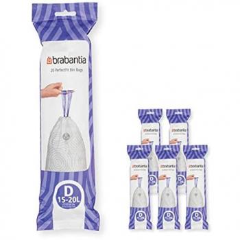 Brabantia PerfectFit Trash Bags Code D, 15-20L, Multipack of 120 Bags