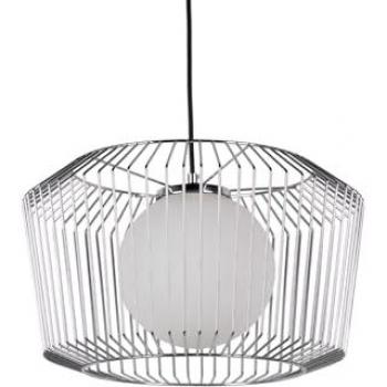 Lámpara de Techo Metalizada Plateada y Blanca 38x38x23 cm - Iluminación Decorativa Funcional