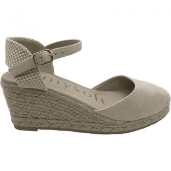 Mysoft 22M116 Sandalia Esparteña Mujer - Alpargatas Cuñas Esparto - Beig