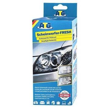ATG Autozubehör-Teile-Gerl Set de preparación de faros, pulido para faros de plástico mate y amarillentos, pulidor de plexiglás FRESCO para faros, limpia y pule, sella y protege, ATG112