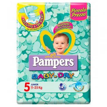Pañales Pampers Baby Dry Talla 5 Junior 52 Unidades