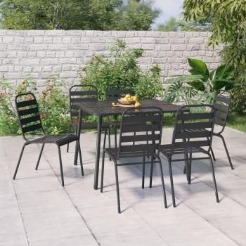 Juego de comedor de jardín 7 piezas acero antracita
