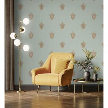 Papel Pintado Vinílico Floral Hindú con Textura de Tela Tejida en Relieve - Rollo de 10 m x 1,06 m - Alexander 676423 de GAULAN