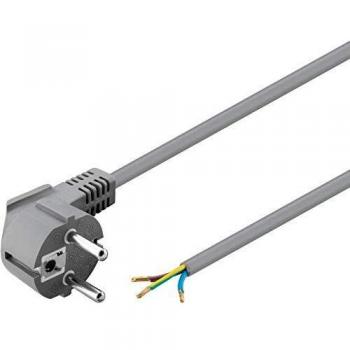 Cable de Alimentación Acodado CEE 7/7 de 1,5 m con Conexión a Cable Suelto - Gris