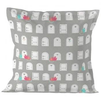 Funda de Almohada Multicolor Cat & Mouse 80x80 cm 100% Algodón Calidad 150