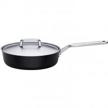 FISKARS Rotisser Cazuela para Saltear con Tapadera, Acero Inoxidable, Negro, 48.7x27.5x9 cm