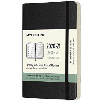 Agenda Semanal 2020-2021 Moleskine 18 Meses Pocket Tapa Blanda Negra